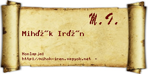 Mihók Irén névjegykártya